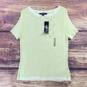 KASPER Women's Top XL Mint Green Ribbed Pullover Short Sleeve Casual TShirt